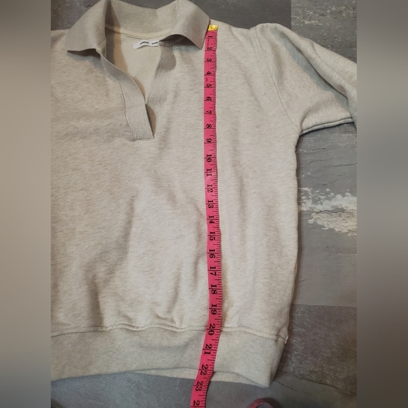 Samsoe Samsoe "Elli polo" long sleeve sweater. Heathered grey and cream. Size S. - Picture 11 of 12